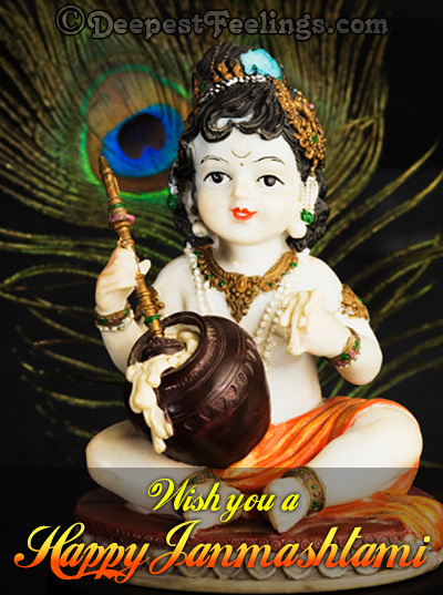 Janmashtami Greeting card for WhatsApp and Facebook