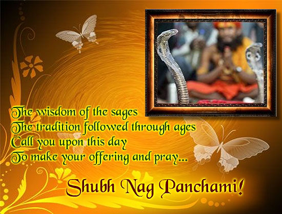Card for WhatsApp and Facebook with the theme of Nag Panchami
