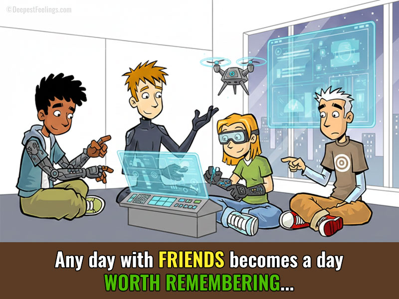 Modern friendship card with friends bonding and creating memories