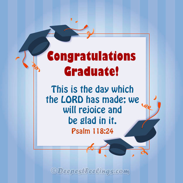 Graduation card withe a quotation from holy Bible