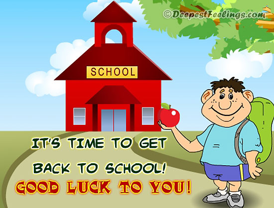 Back to School greeting card with good luck wish