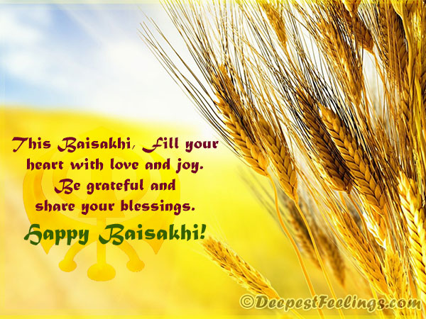 Baisakhi card with the wishes of love and joy