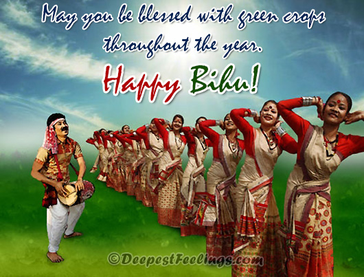 Happy Bihu greeting card with the message of blessings