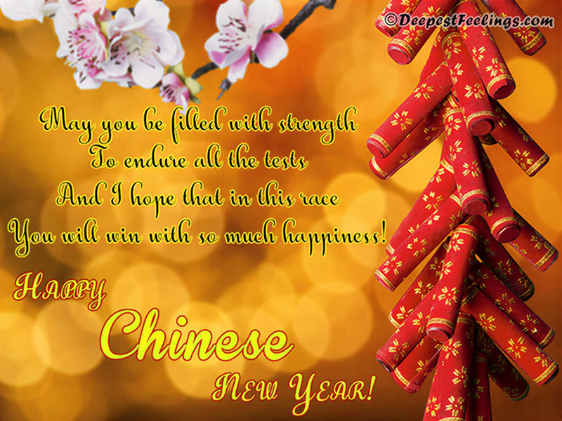 Happy Chinese New Year WhatsApp greeting card with inspirational text and traditional festive decorations.