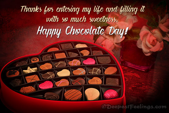 Chocolate Day greeting card with giving thanks