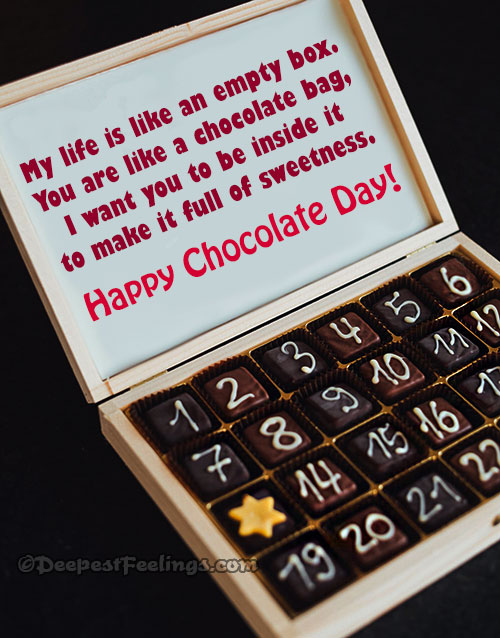 Romantic Chocolate Day card with a box of sweet chocolates