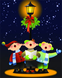 Children singing Christmas carols