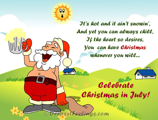 WhatsApp card with the message for celebrating Christmas in July