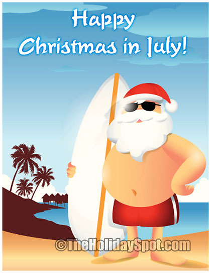 Happy Christmas in July card for WhatsApp and Facebook
