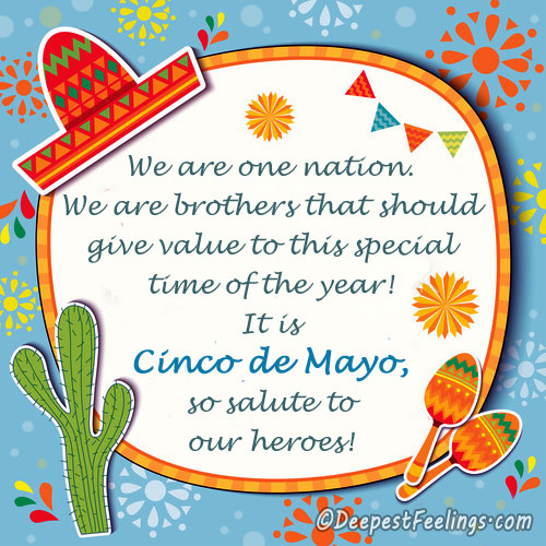 Cinco de mayo card with a special message to saluting the heroes of the nation