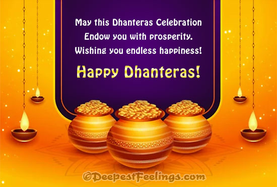 Card for WhatsApp and Facebook with the greetings of Happy Dhanteras