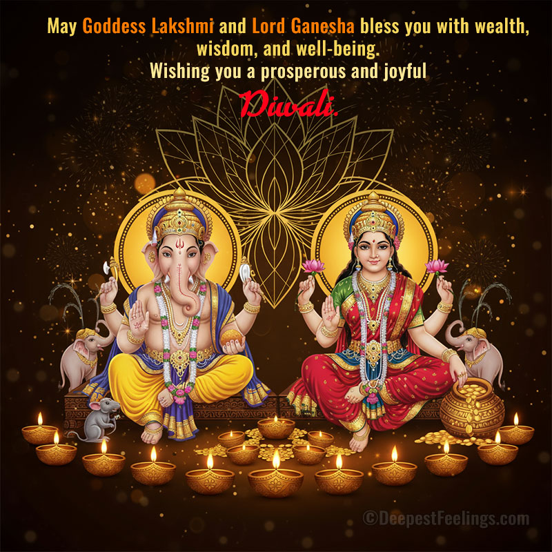 Illustration of Lord Ganesha and Mata Lakshmi — Diwali greetings for WhatsApp