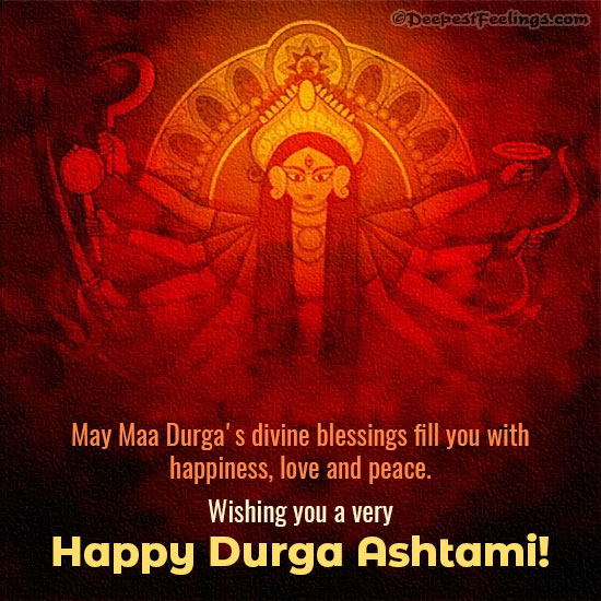 Happy Durga Ashtami greeting card image for WhatsApp, Facebook and Instagram