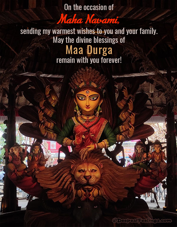 Durga Navami greeting card with warm wishes for WhatsApp and Facebook