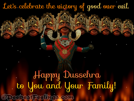 Animated Dussehra greeting card for family and friends