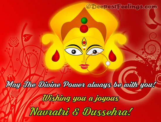 Card with the wish of Navratri and Dussehra