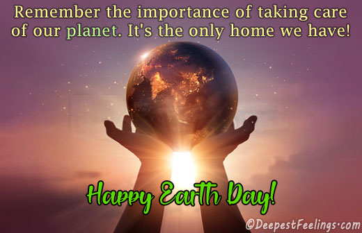 Earth Day greeting card with the message for taking care of the planet
