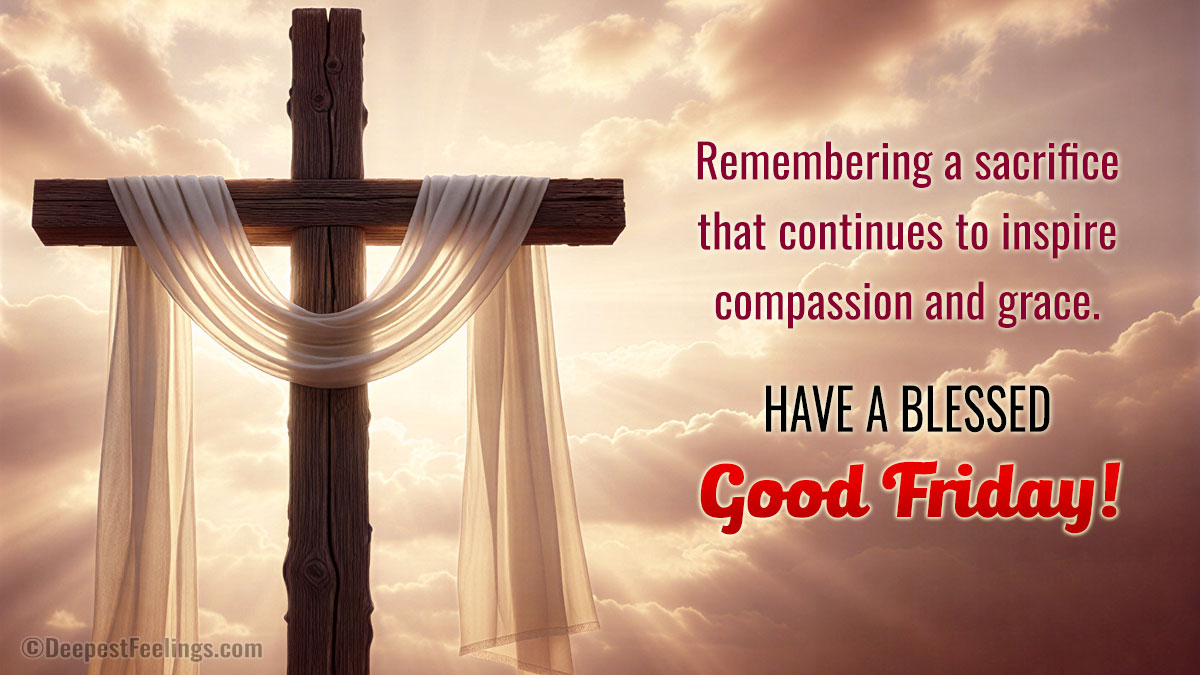 Good Friday greeting card with a cross and inspirational message for WhatsApp and Facebook sharing