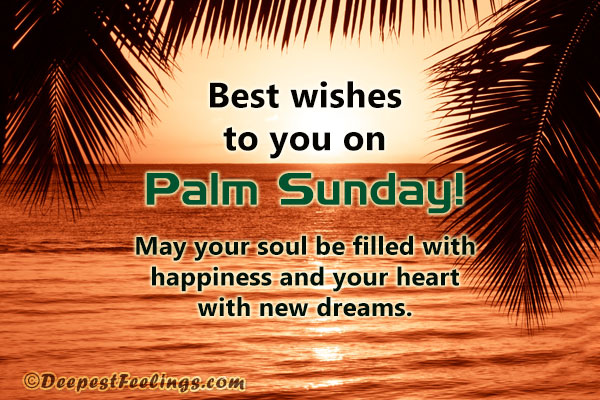 Palm Sunday wishes card with a background of sunrise