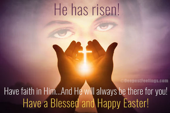 Religious Easter greeting card with the blessings of Jesus