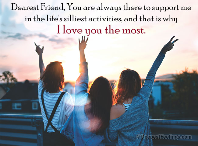 Friendship card with a background of tree friends raising hands and cheering
