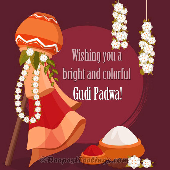 Bright and Colorful wishes card for Gudi Padwa