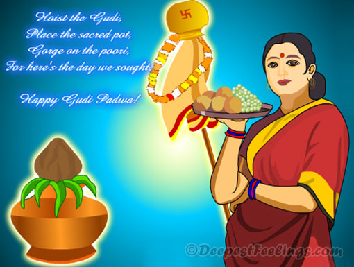 Happy Gudi Padwa card for WhatsApp, Facebook and Twitter