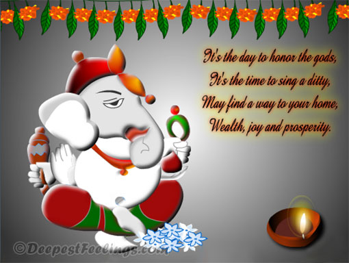 Gudi Padwa greeting card with the background of Lord Ganesh