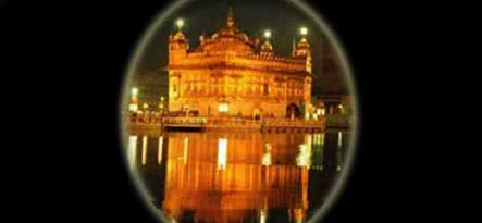 Card for Guru Nanak Jayanti themed with Golden Temple