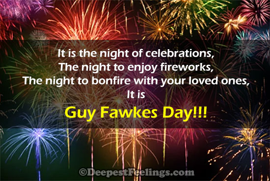 Guy Fawkes Day greeting with the background of fireworks