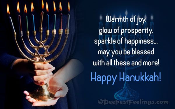 Hanukkah greeting card featuring a person holding menorah