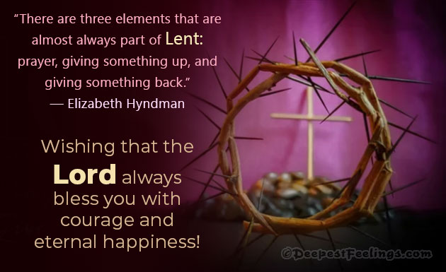 An image card with a quotation on Lent and wishes for Lent