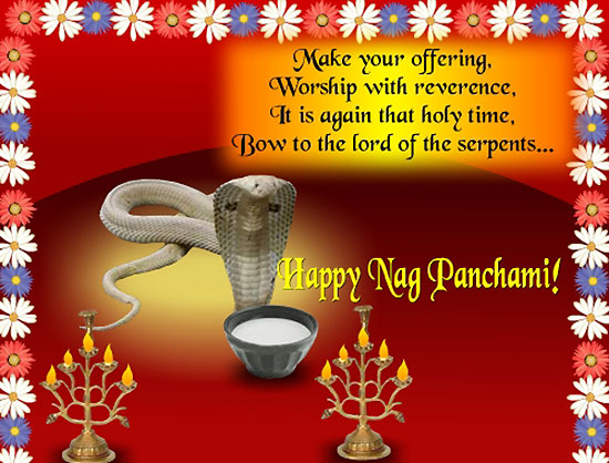 A beautiful card with Happy Nag Panchami wish