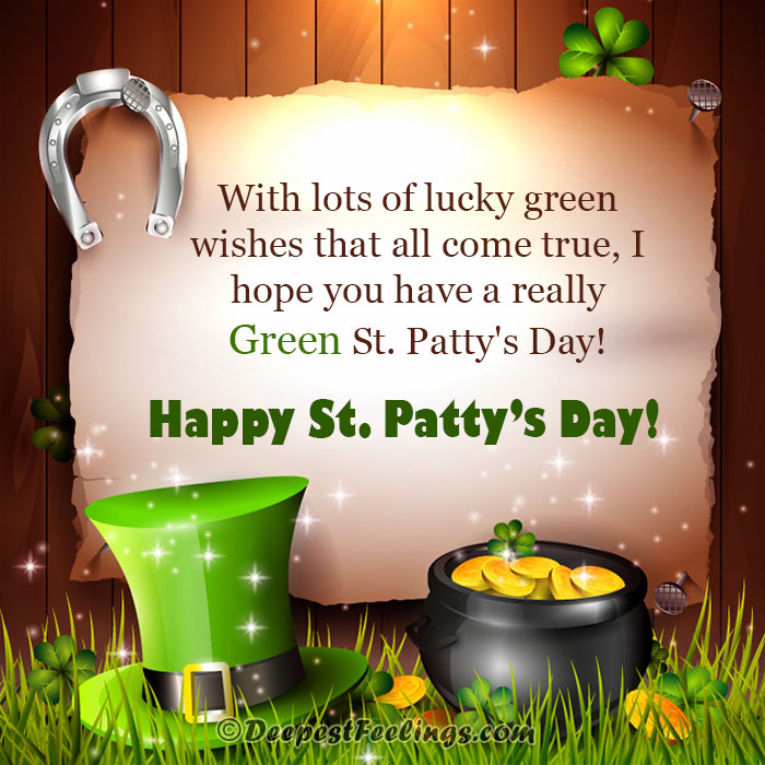 A greeting card with the wishes of Happy St. Patty's Day
