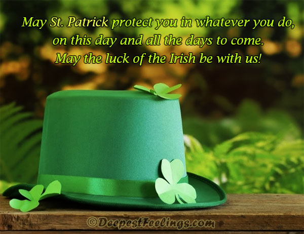 St. Patrick's Day card with wishes for luck of the Irish