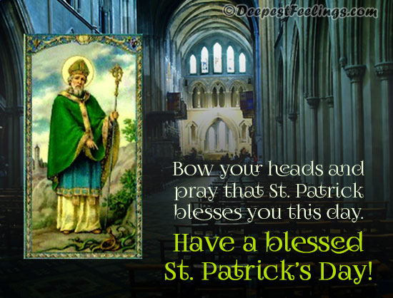 A religious St. Patrick's Day card for WhatsApp and Facebook