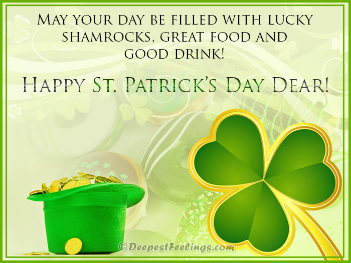 Clover Yellow Beer Ireland St.Patricks Day New Year Festival Greeting Card Bless Message Present
