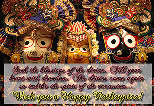 An image with a message of Ratha Yatra wishes