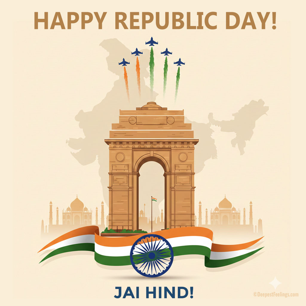 Republic Day digital art image featuring the Indian flag and a map of India.