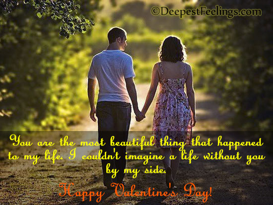 Valentine's Day greetings card - couple holding their hands and walking