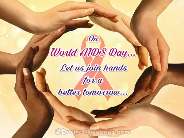 World AIDS Day card for the request of join hands for a better tomorrow