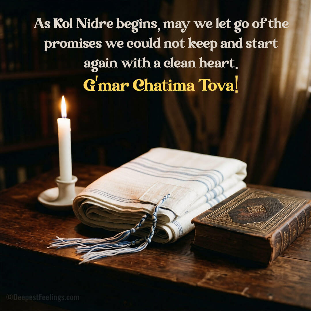 Yom Kippur card with a single candle glowing at dusk for Kol Nidre