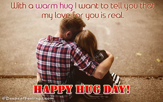 Hug Day greeting card showing two couple in romantic mood