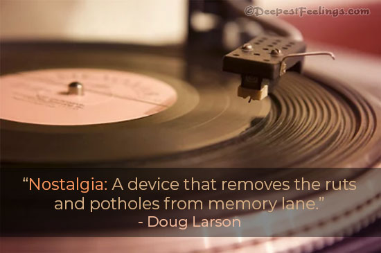 Nostalgia image with a background of a gramophone record and with a beautiful quotation