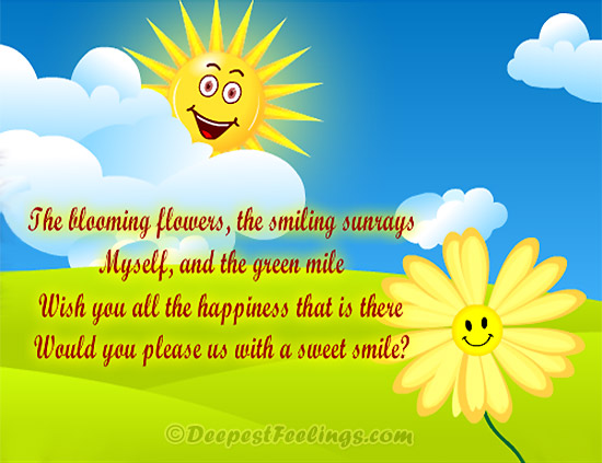 Smile card with the background of smiling sun and smiling flower