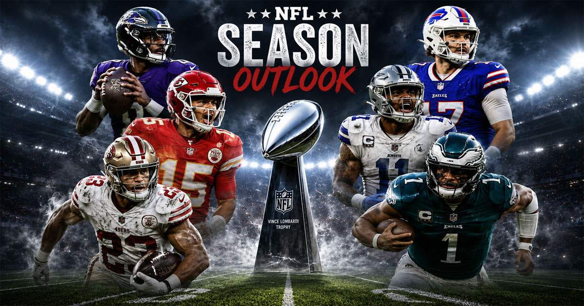 NFL season outlooks and team predictions featuring contenders, playoff hopes, and championship expectations