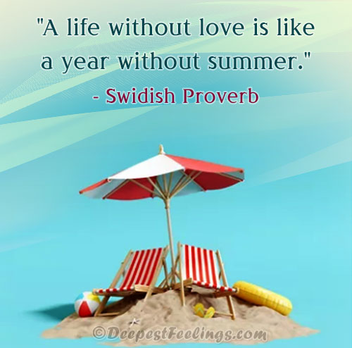 Summer greeting card with a beautiful quote